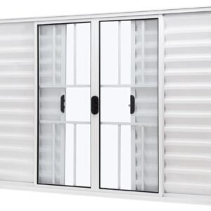 VENEZIANA ALUMINIO 6FOLHAS MOD BRANCO C/VIDRO C/GRADE 100X120 JP