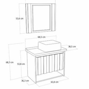 KIT GABINETE + ESPELHEIRA + CUBA QUINTO TREVISO 63CM RORATO